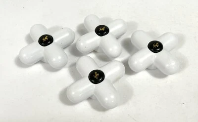 White Porcelain Cross Faucet Handles - FOUR Handles - early 1990s - Image 1 of 4
