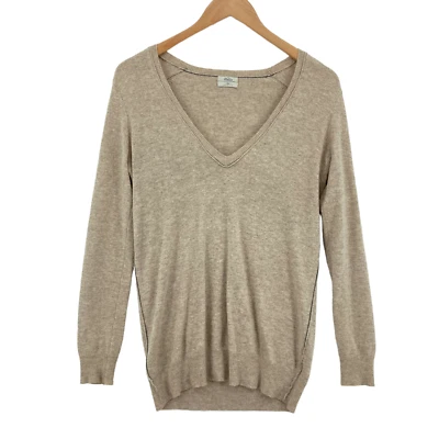 Wallace Women Beige Cashmere Rabbit Lambswool V-Neck Long Sleeve Sweater Size XS - Image 1 of 4