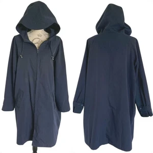 Chaqueta gabardina de lluvia LL Bean para mujer talla 2X cremallera con capucha azul marino al aire libre - Imagen 1 de 15