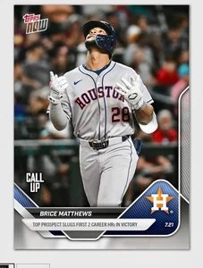 2025 TOPPS NOW 449 BRICE MATTHEWS ASTROS PROSPECT WITH 1ST 2 MLB HOMERS  PRESALE - Picture 1 of 2