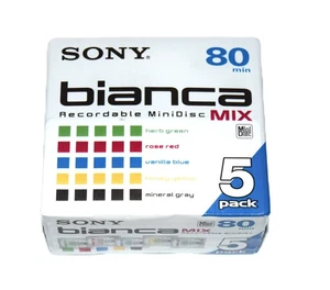 Pack 5 Minidisc Sony Bianca 80 Nuevo New MD - Picture 1 of 2