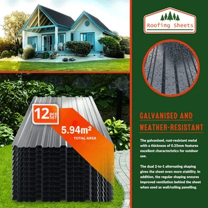 12 X Roof Sheets 0.25MM Corrugated Profile Galvanized Roofing Sheet Panel 5.94m² - Picture 1 of 18
