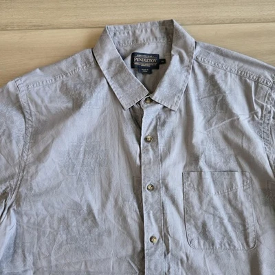 Camisa Pendleton Para Hombre XL Gris Manga Corta Bolsillo Abotonado Informal 100% Algodón Foto 1 de 4