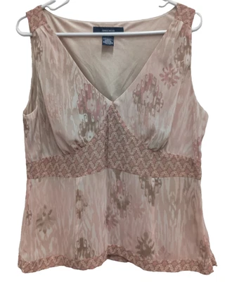 VTG Y2K Jones Wear Womens Babydoll Top Size 12 Pink Flora Cottagecore Sleeveless - Image 1 of 4