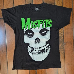 MISFITS Fiend Skull T-Shirt Adult M Medium Black Tee Green Logo Band Tee Danzig - Picture 1 of 8