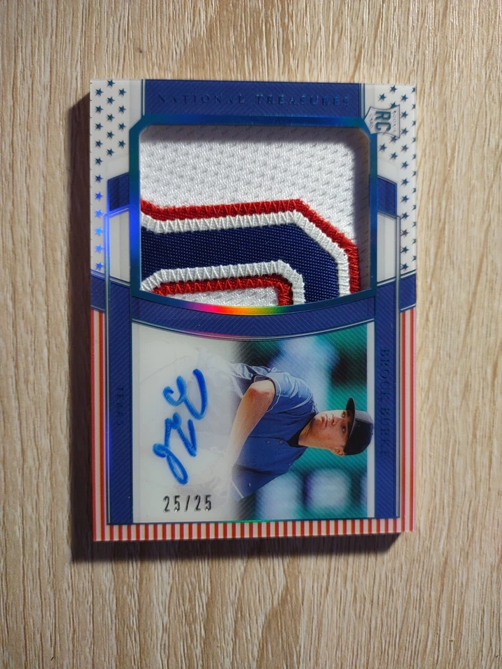 2020 Panini National Treasures Red White Blue Brock Burke Patch Auto Bookend/25 - Image 1 of 4