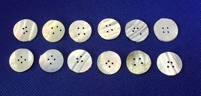 Lot of 12 Vintage Mother of Pearl Shell Buttons 4 Hole Round 21mm Sewing Craft - Image 1 of 3