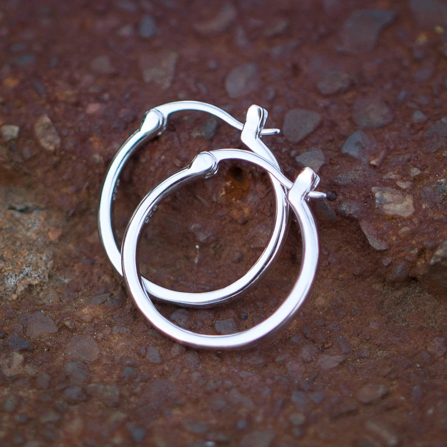 White Gold Plated Mens Women's 925 Sterling Silver Hoop Huggie Clip On Earrings - Image 1 of 2