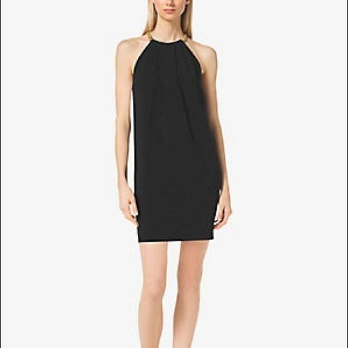 New Michael kors Black Chain Neck Halter Dress Size 00 Original Price $175