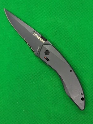 Hoja dentada abierta asistida Schrade Landshark SCHA9S hoja gris mango gris  Foto 1 de 4