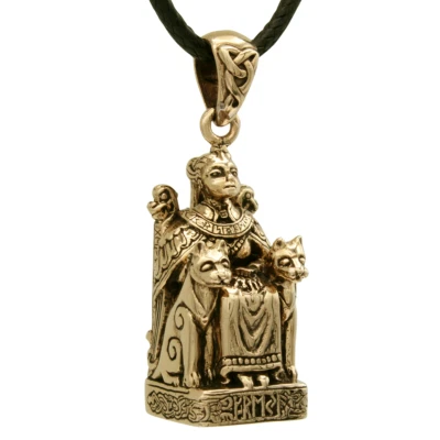 Bronze Freya Goddess of Love Pendant Dryad Design Norse Rune Asatru Wiccan Pagan - Image 1 of 4