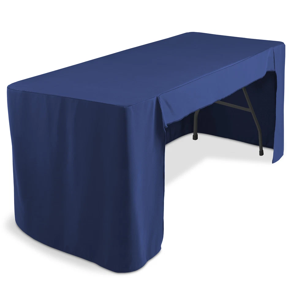 6' Fitted Tablecloth Cover with Open Back for Trade Show/Banquet/DJ Table - Image 1 of 1