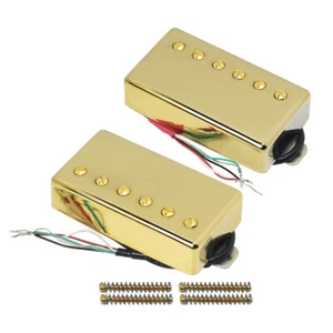 FLEOR Alnico 5 Humbucker Pickups Neck+Bridge Set Gold Cover For LP Guitar - Bild 1 von 7
