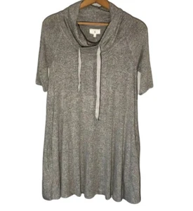 LOU & GREY Signature weiches graues Kleid Wasserfallausschnitt Kordelzug Größe Small - Bild 1 von 12