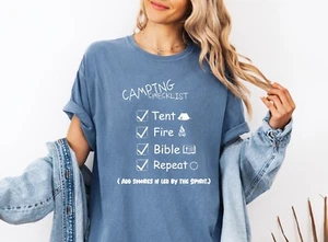 Tienda Fuego Biblia Repetición Camisa Cristiana Camping Camisa Cómoda Colores Camisa Jesús - Imagen 1 de 18