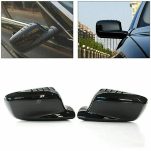 Rearview Side Wing Mirror Cover Cap Gloss Black For BMW  E46 2Dr 1999-2006 - Picture 1 of 6