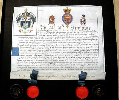 1807 ILLUMINATED GRANT OF ARMS WITH 2 SEALS TO BE USED BY GEORGE VANDER NEUNBURG - Image 1 of 4