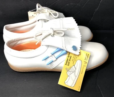 Vintage Women’s 8 Comfort Rubber Spike Golf Shoes Endicot Johnson White NOS - Image 1 of 4