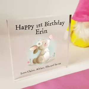 Regalo Compleanno Personalizzato per Ragazze | Coniglio Carino Blocco Acrilico Keepsake - Foto 1 di 1