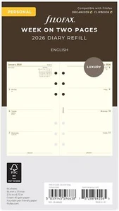 Filofax Personal Week On Two Pages Diary Refill 2026 English Various Colours - Picture 1 of 5