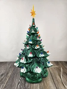 Vintage 18" Ceramic Christmas Tree Lighted Holiday Lamp with Bulbs Retro Decor - Picture 1 of 9