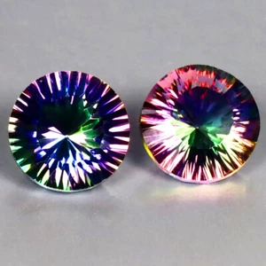 5.35 ct (2pcs) Unbelievable MATCHING PAIR Round (9 x 9 mm) Mystic Blue Topaz - Picture 1 of 1