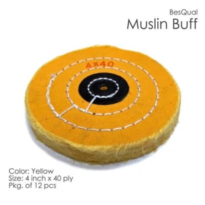 Dental Lab 12-pieces Yellow Muslin Buff Wheel 4" x 40-ply new - Picture 1 of 1