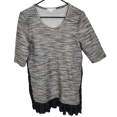 Clu + Willoughby Anthropologie Tweed Top Tunic Top For Womens M Gray Ruffle Top - Image 1 of 4