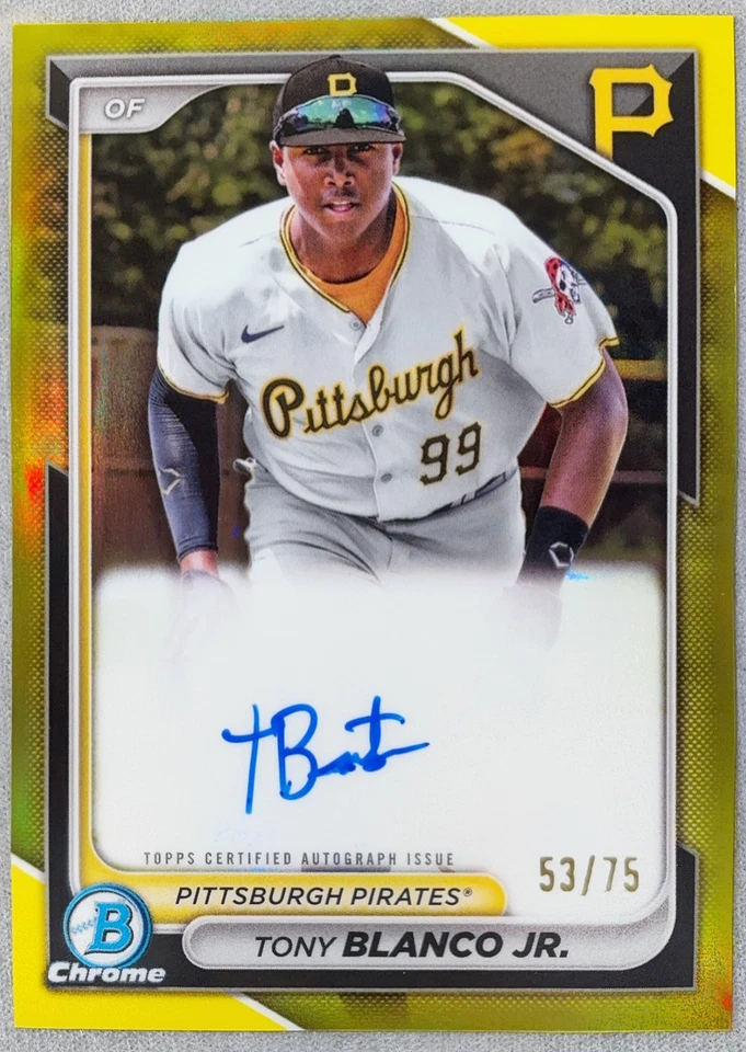 2024 Bowman Chrome Tony Blanco Jr. Yellow COLOR MATCH Refractor Auto /75 - Image 1 of 1
