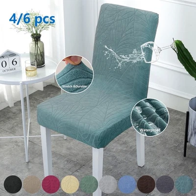 4/6 pieces of elastic leaf pattern chair covers for restaurant decoration protec - Image 1 of 4