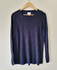 Top SEED Azul Estampado Cebra Lana Cachemira Algodón Tejido Claro TALLA PEQUEÑA - Imagen 1 de 6