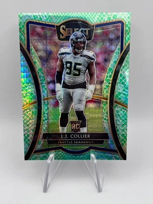 L.J. Collier - 2019 Panini Select Rookie #108 Dragon Scale Prizm /88 Seahawks RC - Image 1 of 3