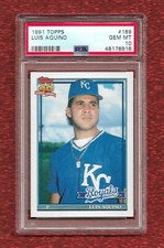 1991 TOPPS #169 LUIS AQUINO PSA 10 GEM MINT POP 1 KANSAS CITY ROYALS MARLINS
