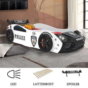 Cama Coche Cuna "Policía" 90x200 Somier Luz LED Cama de Juego para Niños - Imagen 1 de 28
