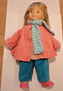 Excellent LIKENEW Moulin Roty Poupee Doll Pink and Blue Outfit Blond Hair 10" - Picture 1 of 5