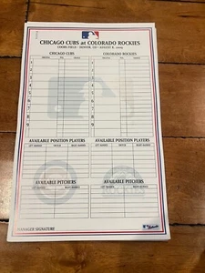 8/8/2009 UNUSED CHICAGO CUBS V COLORADO ROCKIES LINEUP LINE UP CARD RARE - Picture 1 of 1