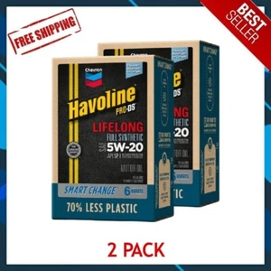 🔥COMBO 2 PACK🔥 Chevron Havoline Lifelong 5W-20 Full Synthetic Motor Oil, 6 Qt - Picture 1 of 6