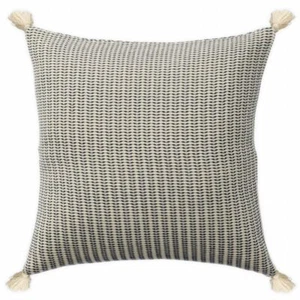 18 X 18 Navy And Ivory 100% Cotton Striped Zippered Pillow - Picture 1 of 1