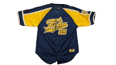 FUBU LEAGUE 棒球球衣男式 LG 缝合标志 Buttom Up Hip Hop Kevin Nash — 第 1/4 张图片