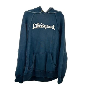 Life Is Good Stitched Blue Pullover Hoodie Sweatshirt Men's Size XXL - Picture 1 of 4
