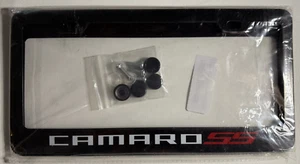 Camaro SS Black Stainless Steel Black License Plate Frame 2 Pack - Picture 1 of 5