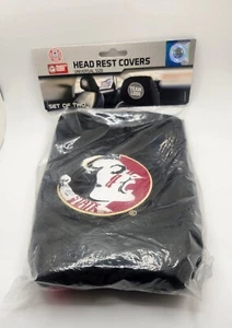 Florida State University Seminoles Car Seat Head Rest Covers, Logo, Black - Picture 1 of 3
