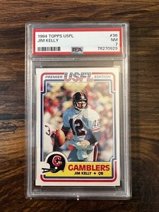 1984 Topps USFL - #36 Jim Kelly (RC) NFL HOF LEGEND. BUFFALO BILLS ALL PRO. PSA7