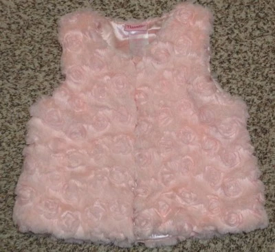 Nannette Girls Vest Pink Roses Faux Fur Size - Image 1 of 4