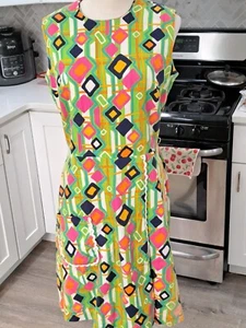 Vintage 60s Op Art Mod Psychedelic Dress Liberty Circle Hawaii Sz. L - Picture 1 of 10
