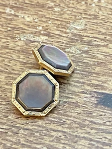 1 Gemello catena bifacciale Krementz Art Deco Abalone ricambio appannato - Foto 1 di 3