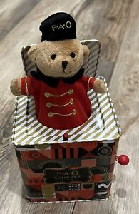 FAO Schwarz 2018 multi-colored mosaic Jack-In-The-Box Teddy Bear EXCELLENT! 🔥
