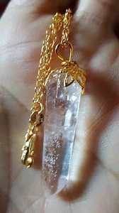 Collar de cristal intuitivo punto de curación ligero de cuarzo fantasma lemuriano - Imagen 1 de 12