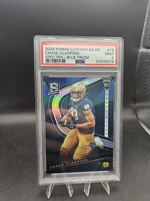 2020 Panini Chronicles Draft Pick Spectra Blue Prizm PSA 9 Chase Claypool Rookie - Image 1 of 2