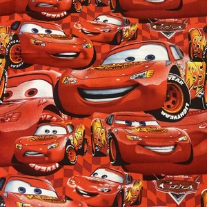 1 & 1/8 Yard Cotton Fabric - Disney Pixar Cars McQueen 95 Packed Red - Free Ship - Picture 1 of 6